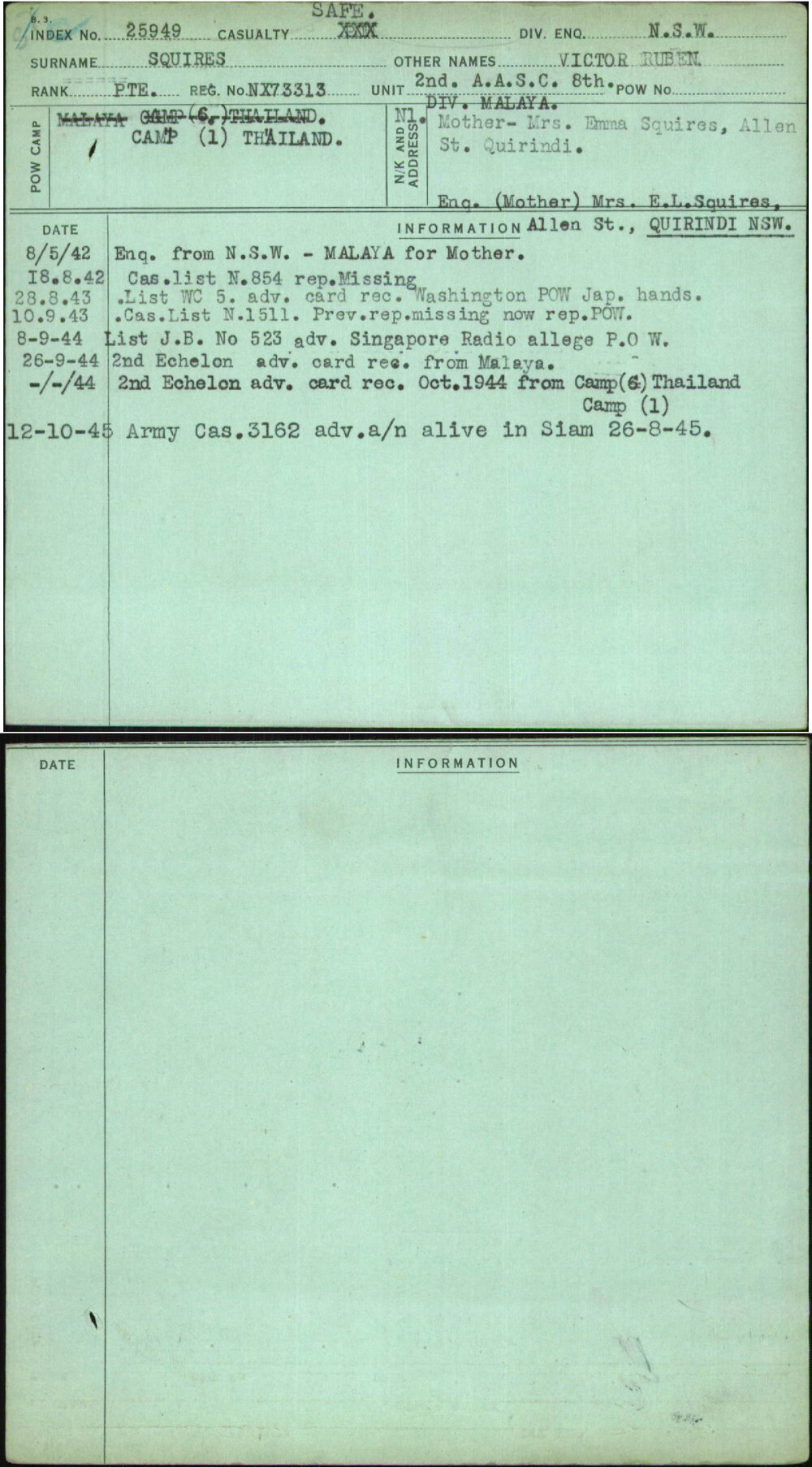 Squires, Victor Ruben, NX73313