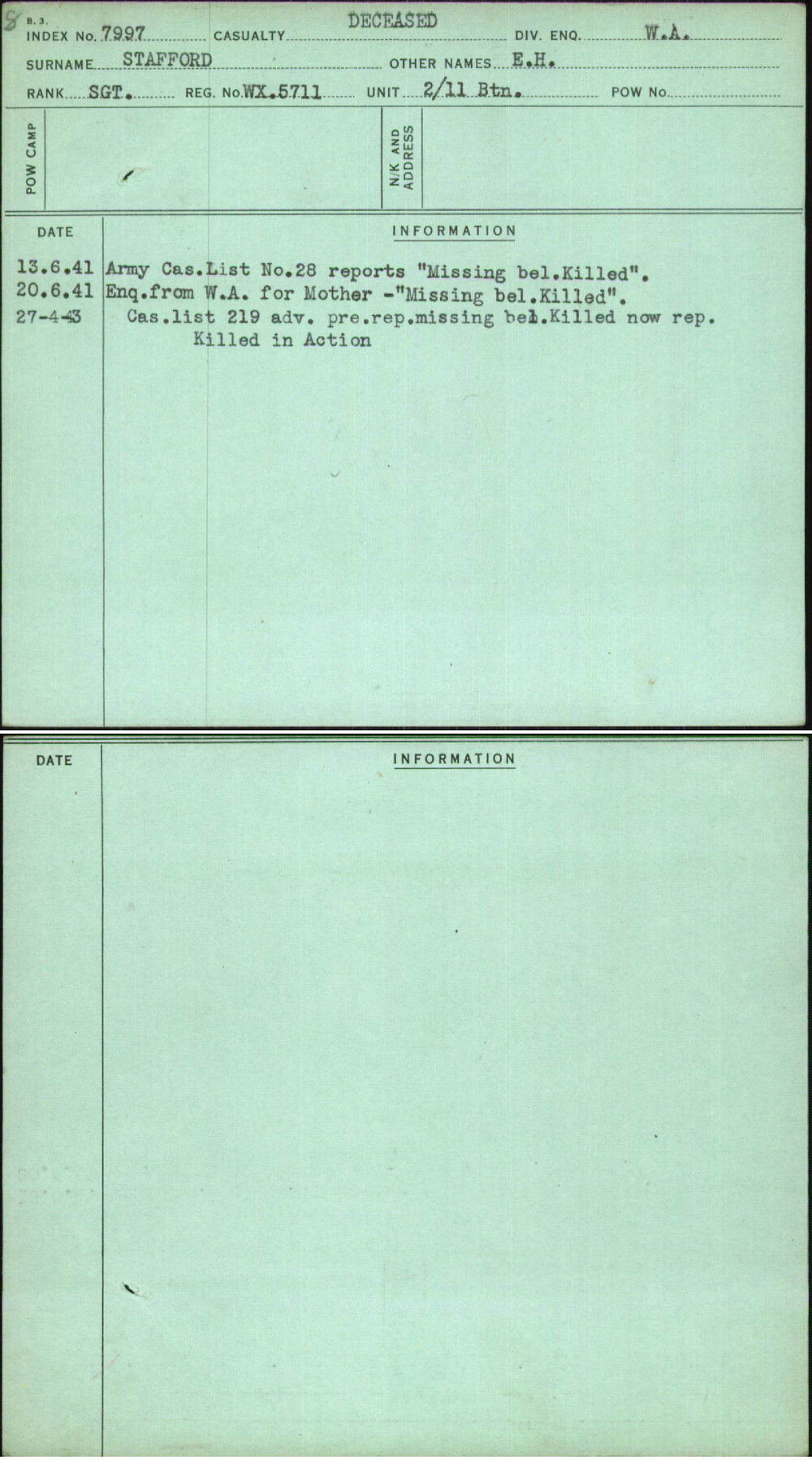 Stafford, E H, WX5711