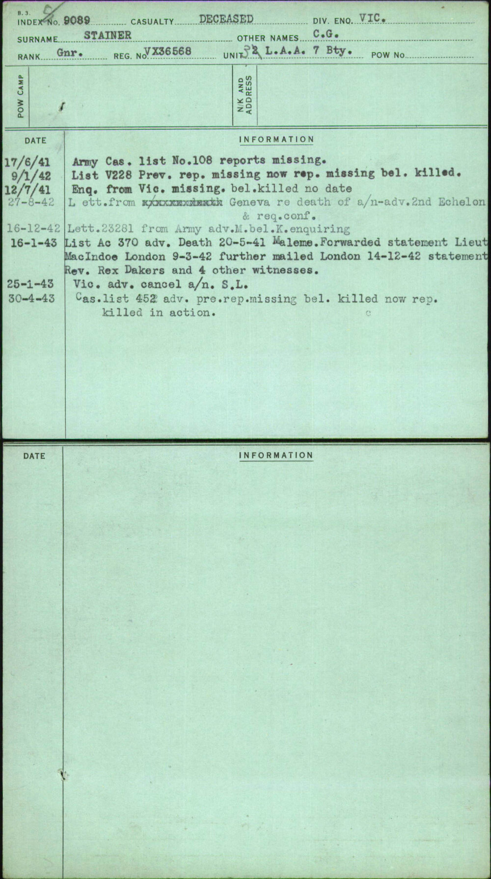 Stainer, C G, VX36568