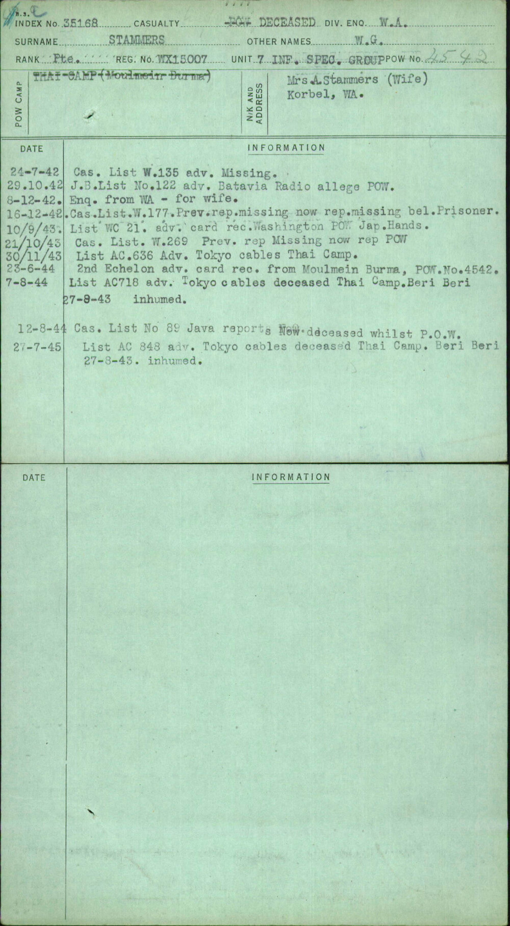 Stammers, W G, WX15007