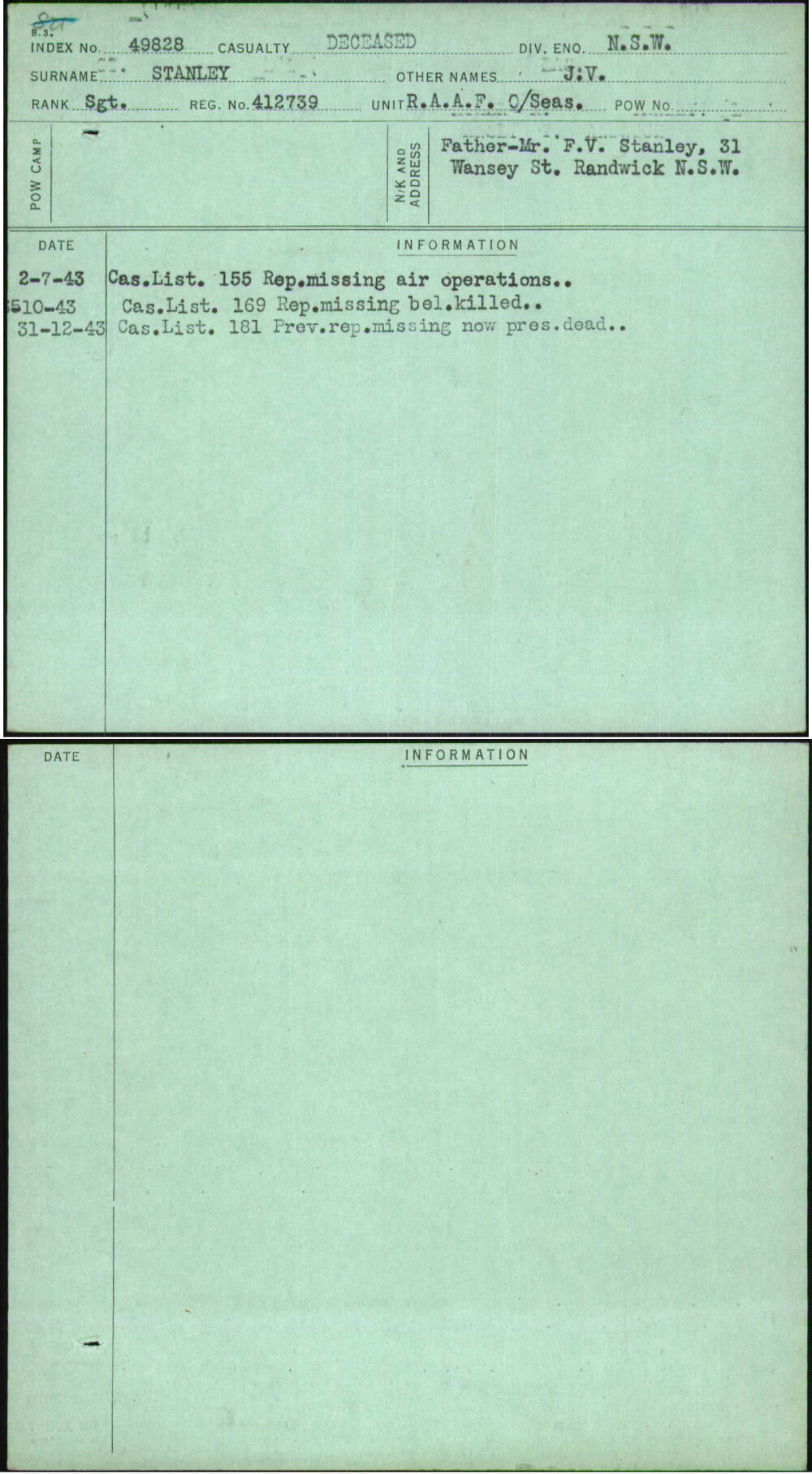 Stanley, J V, 412739