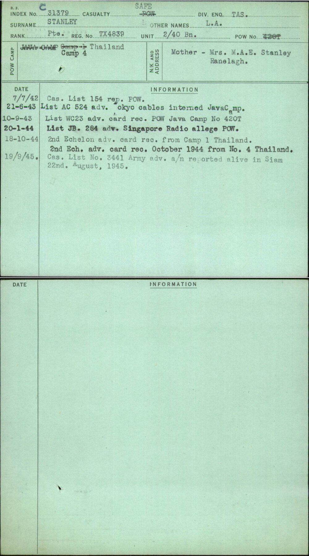 Stanley, L A, TX4839