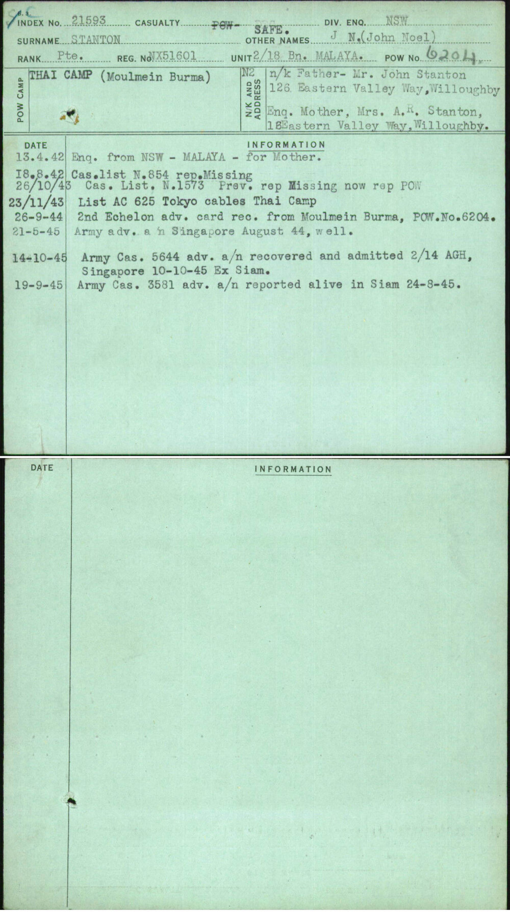 Stanton, J N (John Noel), NX51601