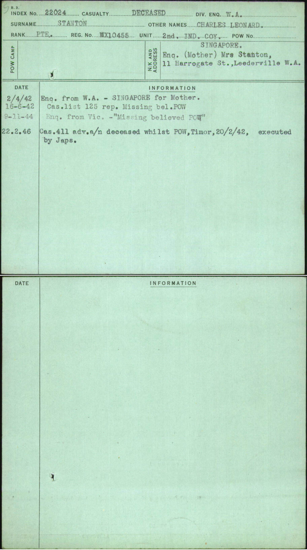 Stanton, Charles Leonard, WX10455