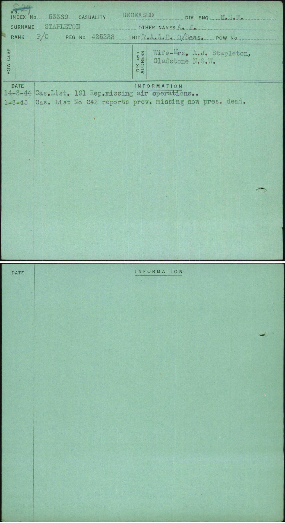 Stapleton, A J, 425238