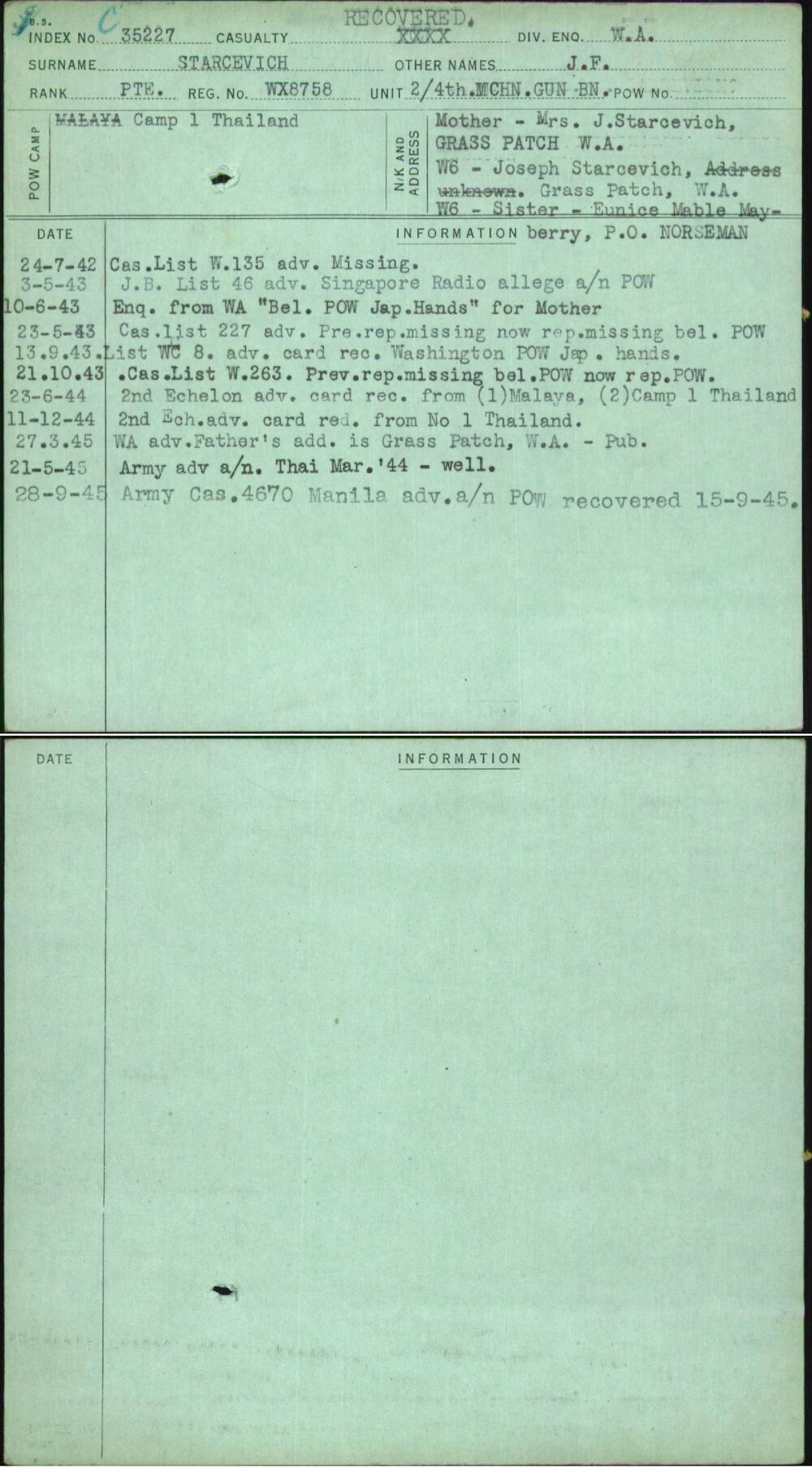 Starcevich, J F, WX8758