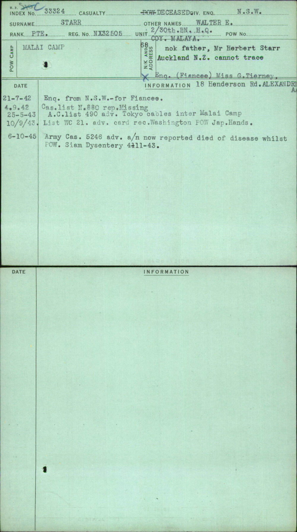 Starr, Walter E, NX32505