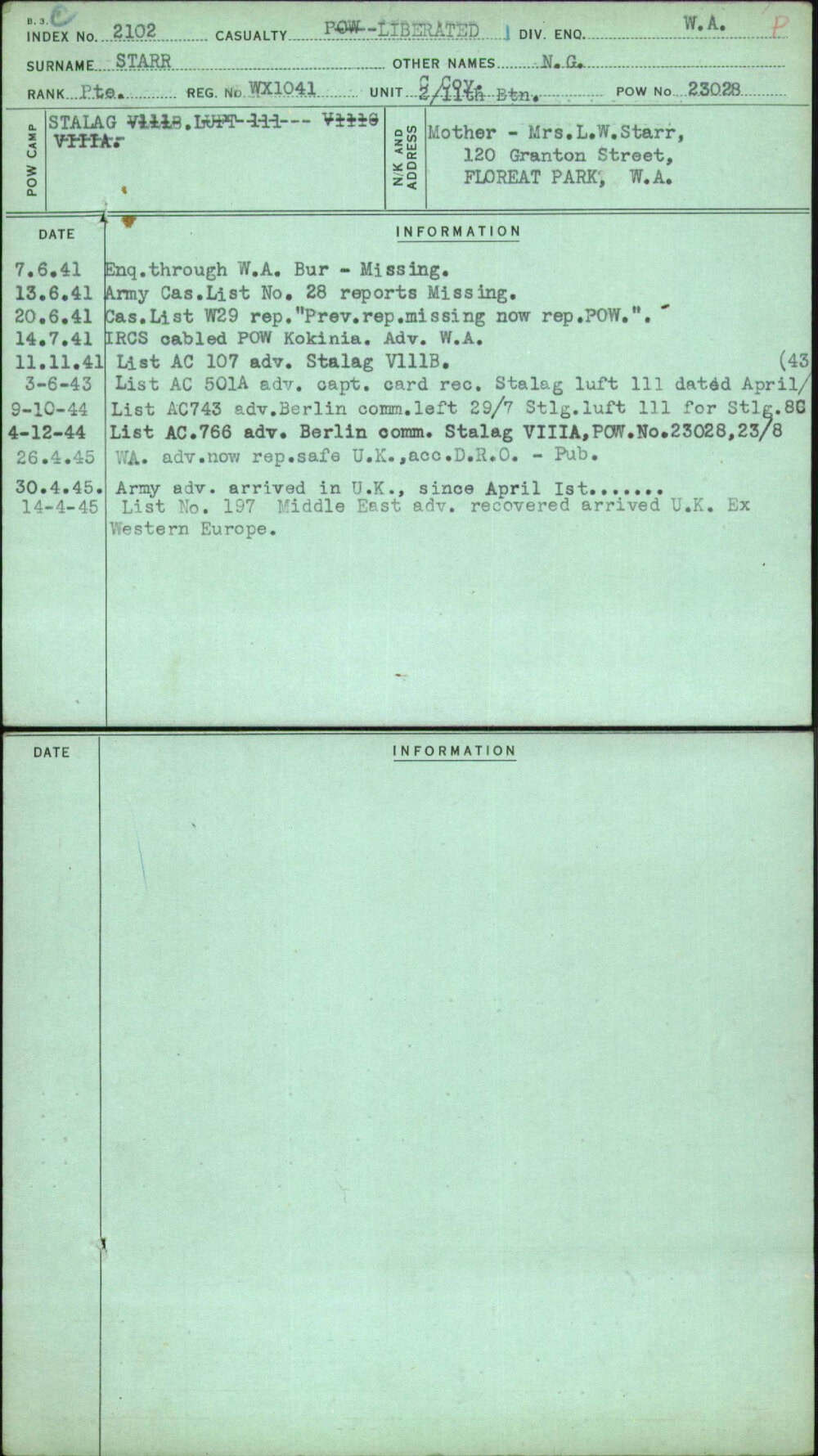 Starr, N G, WX1041