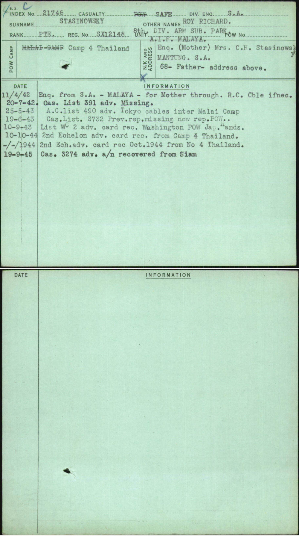 Stasinowsky, Roy Richard, SX12148