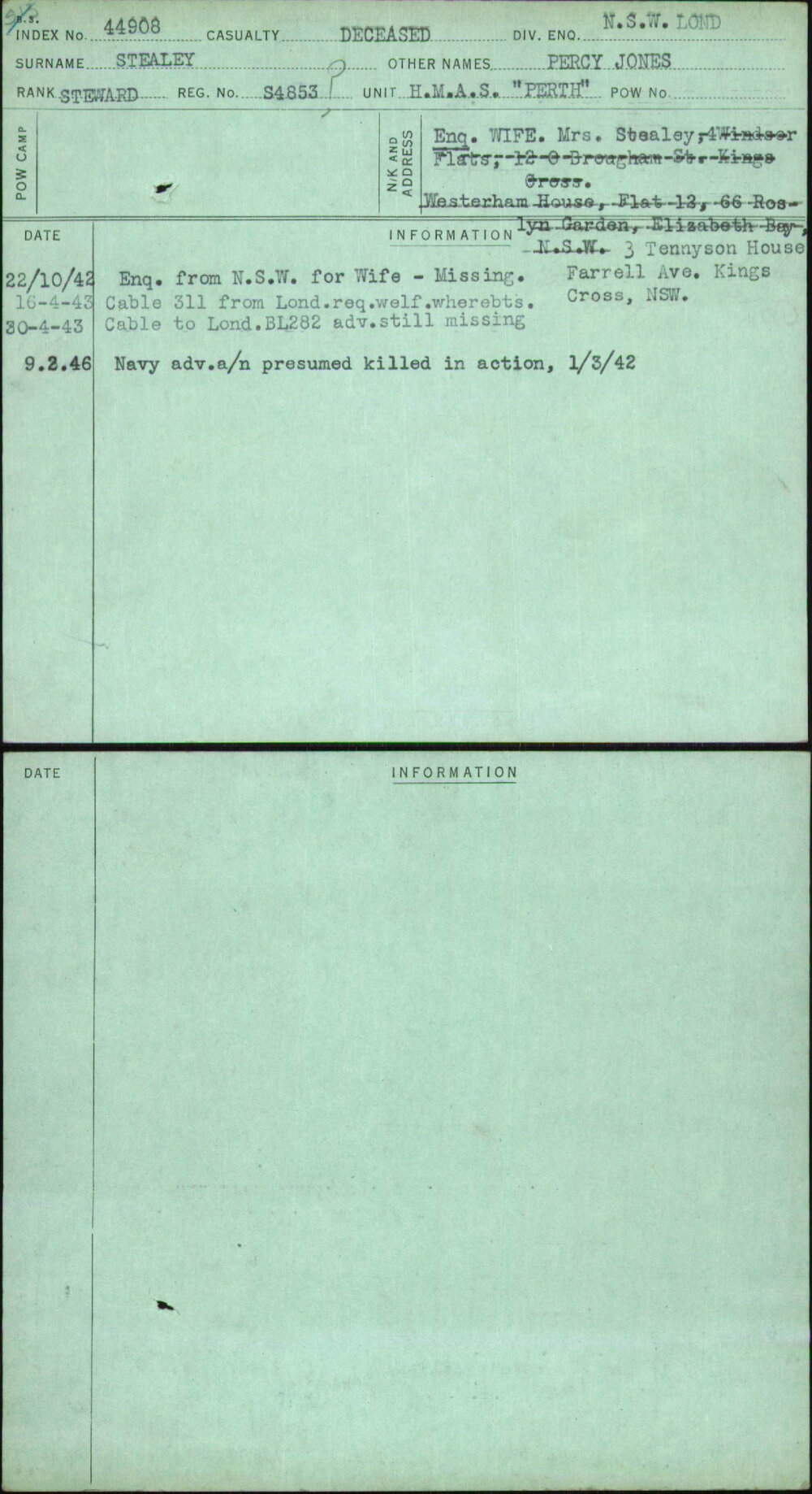 Stealey, Percy Jones, S4853
