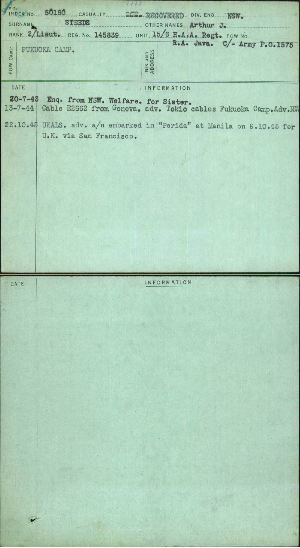 Steeds, Arthur J, 145839