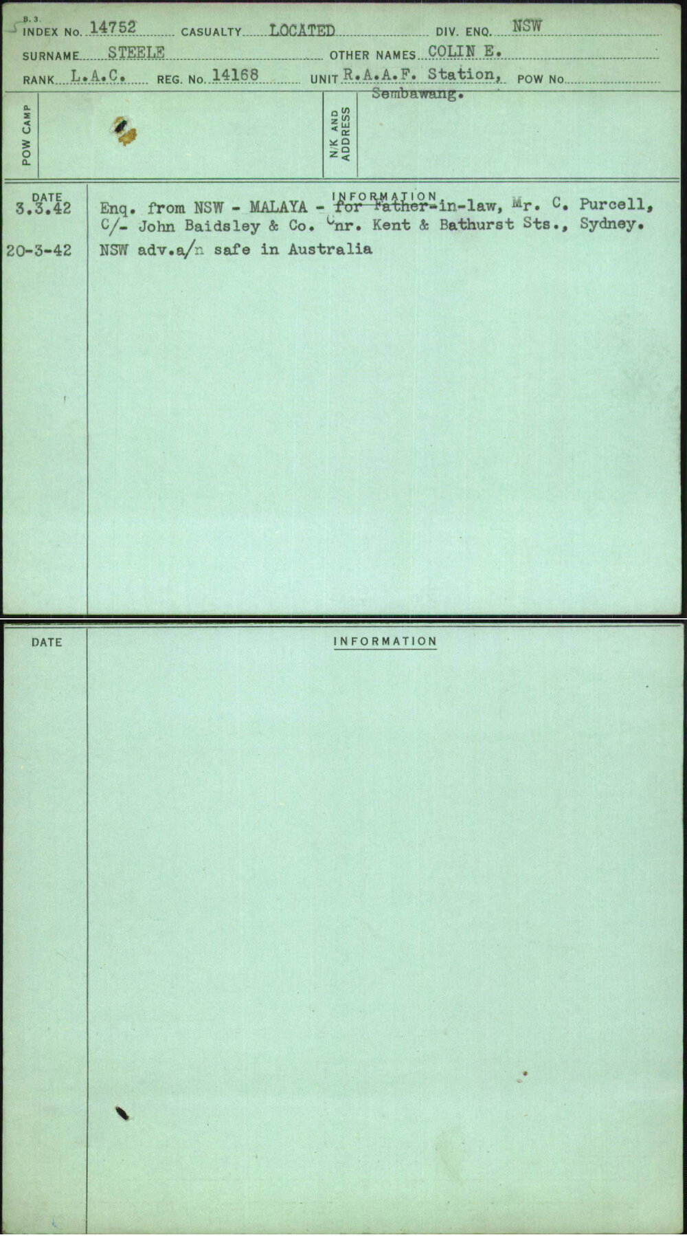 Steele, Colin E, 14168