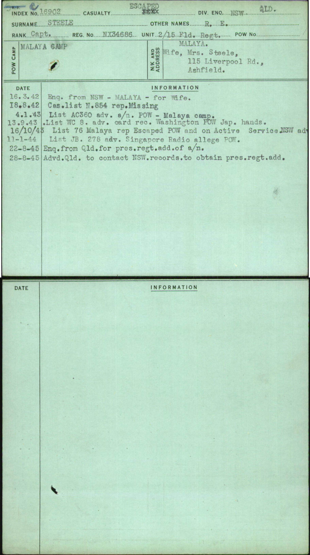 Steele, R E, NX34686