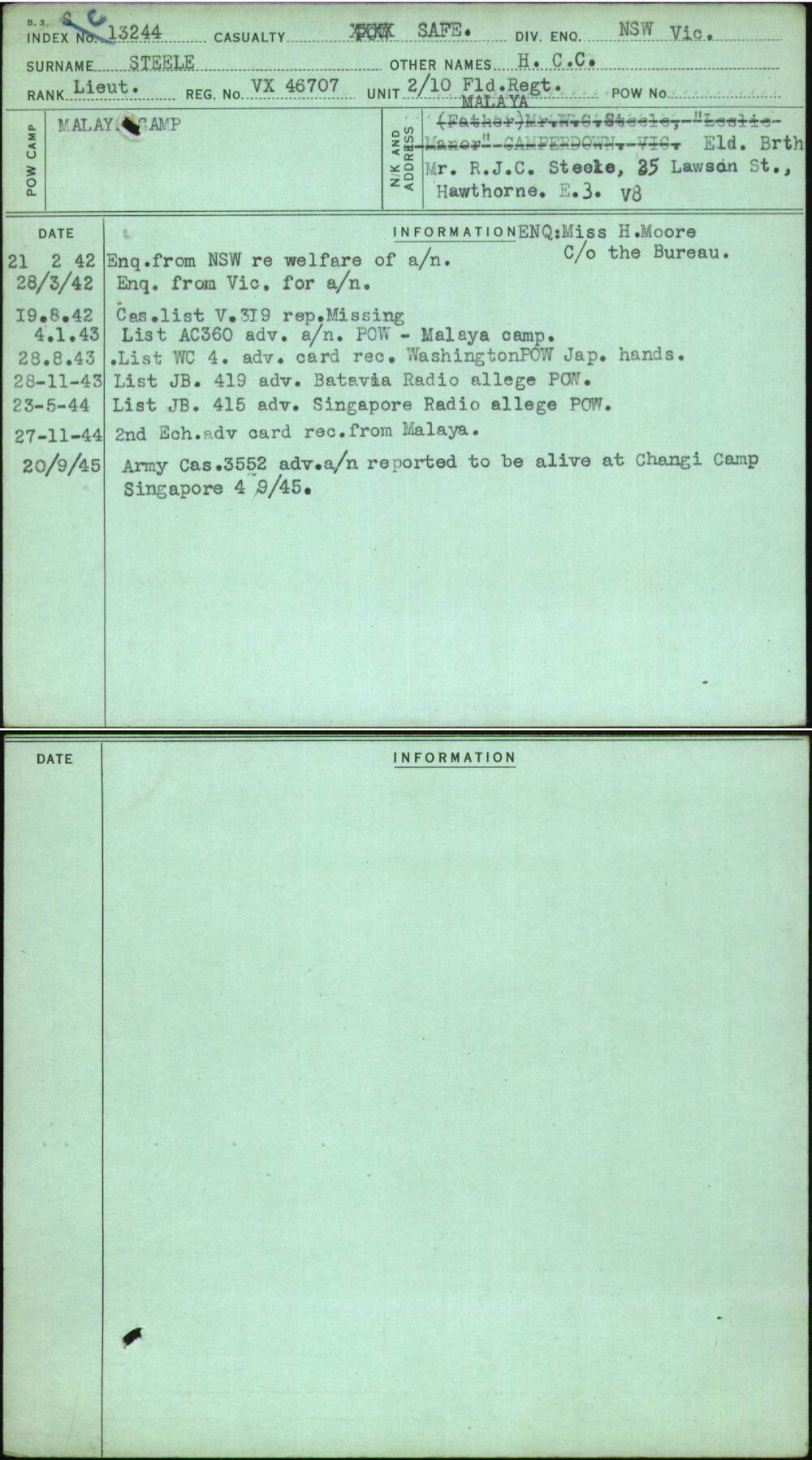 Steele, H C C, VX46707