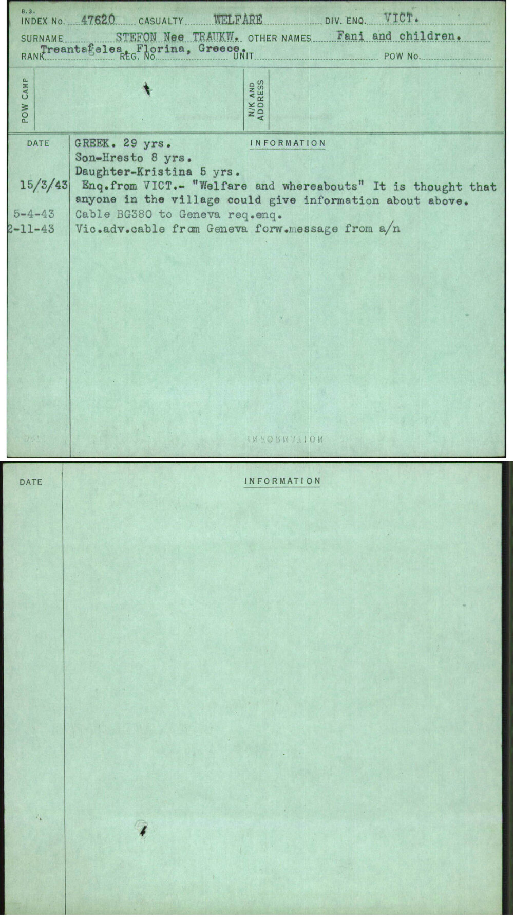 Stefon Nee Traukw, Fani And Children, [No Service Number]