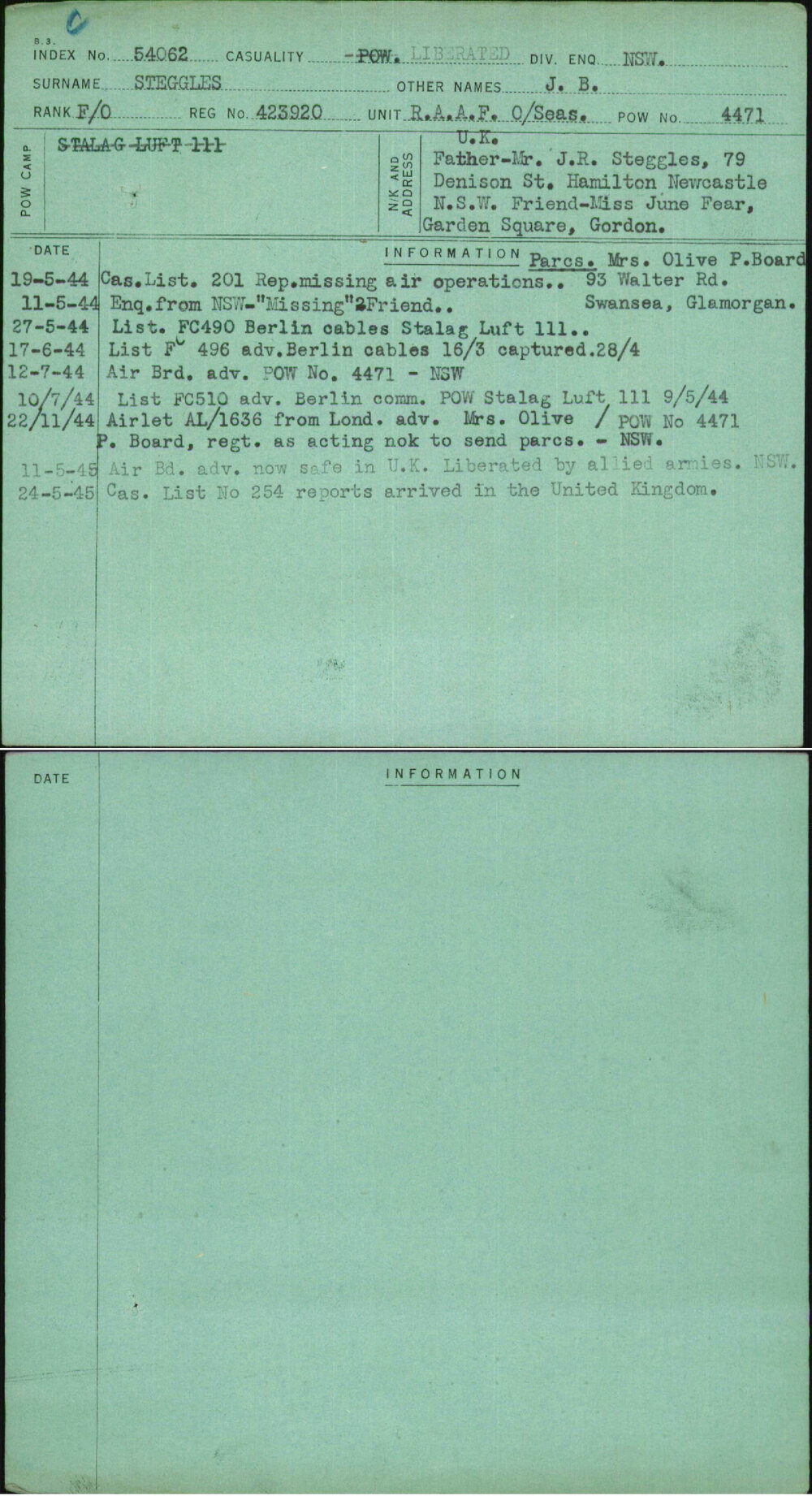 Steggles, J B, 423920