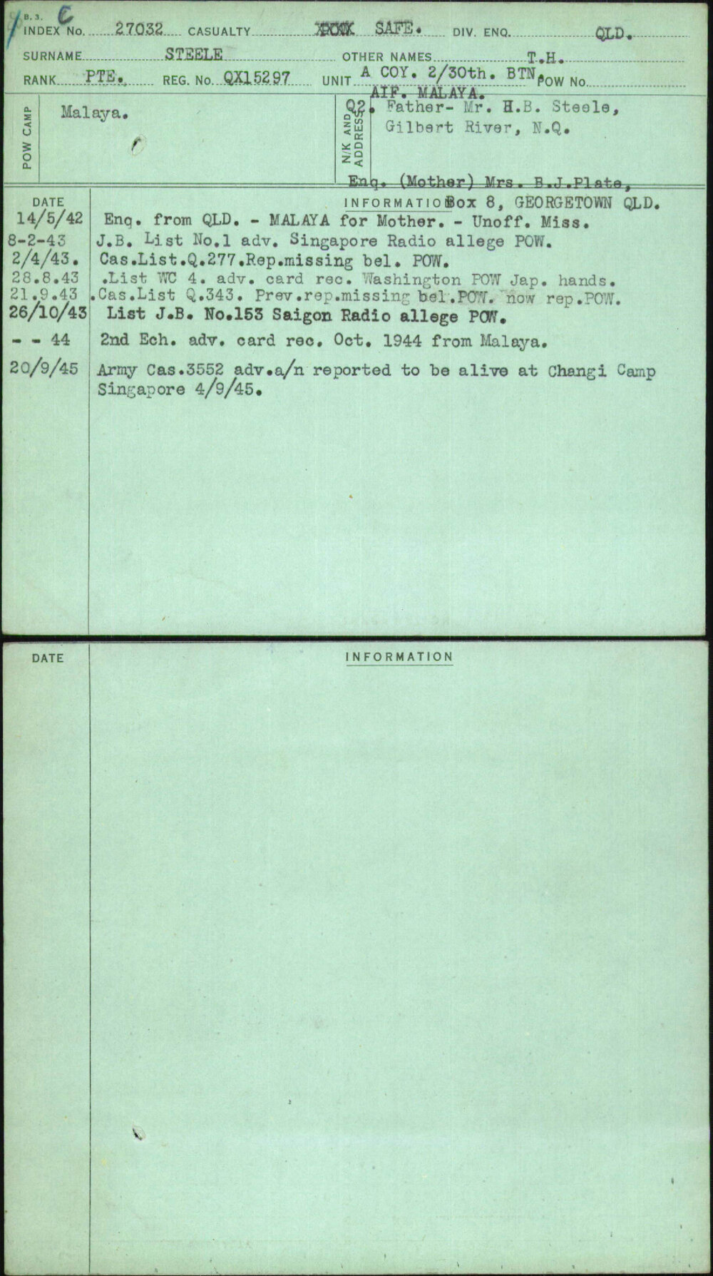 Steele, T H, QX15297