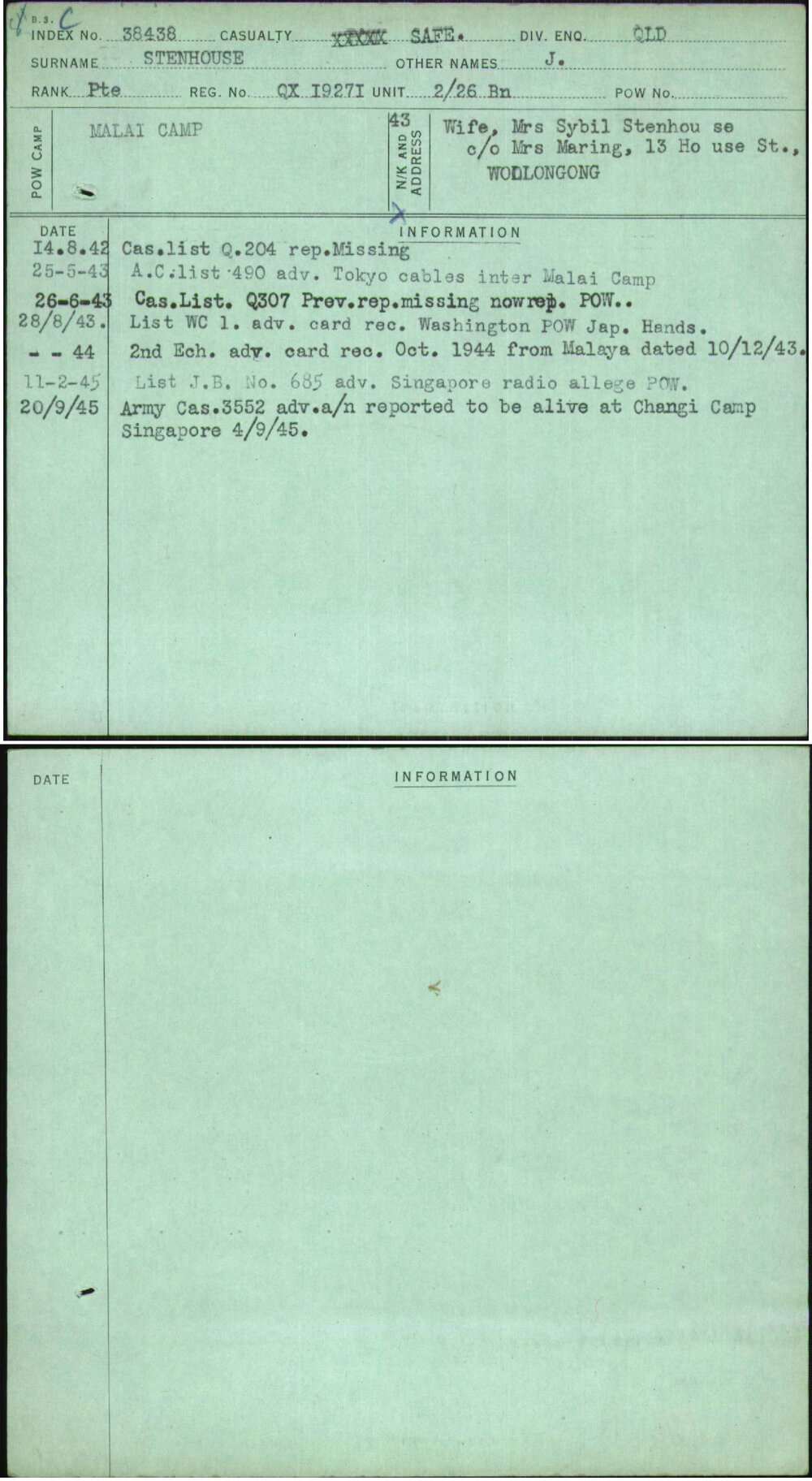 Stenhouse, J, QX19271