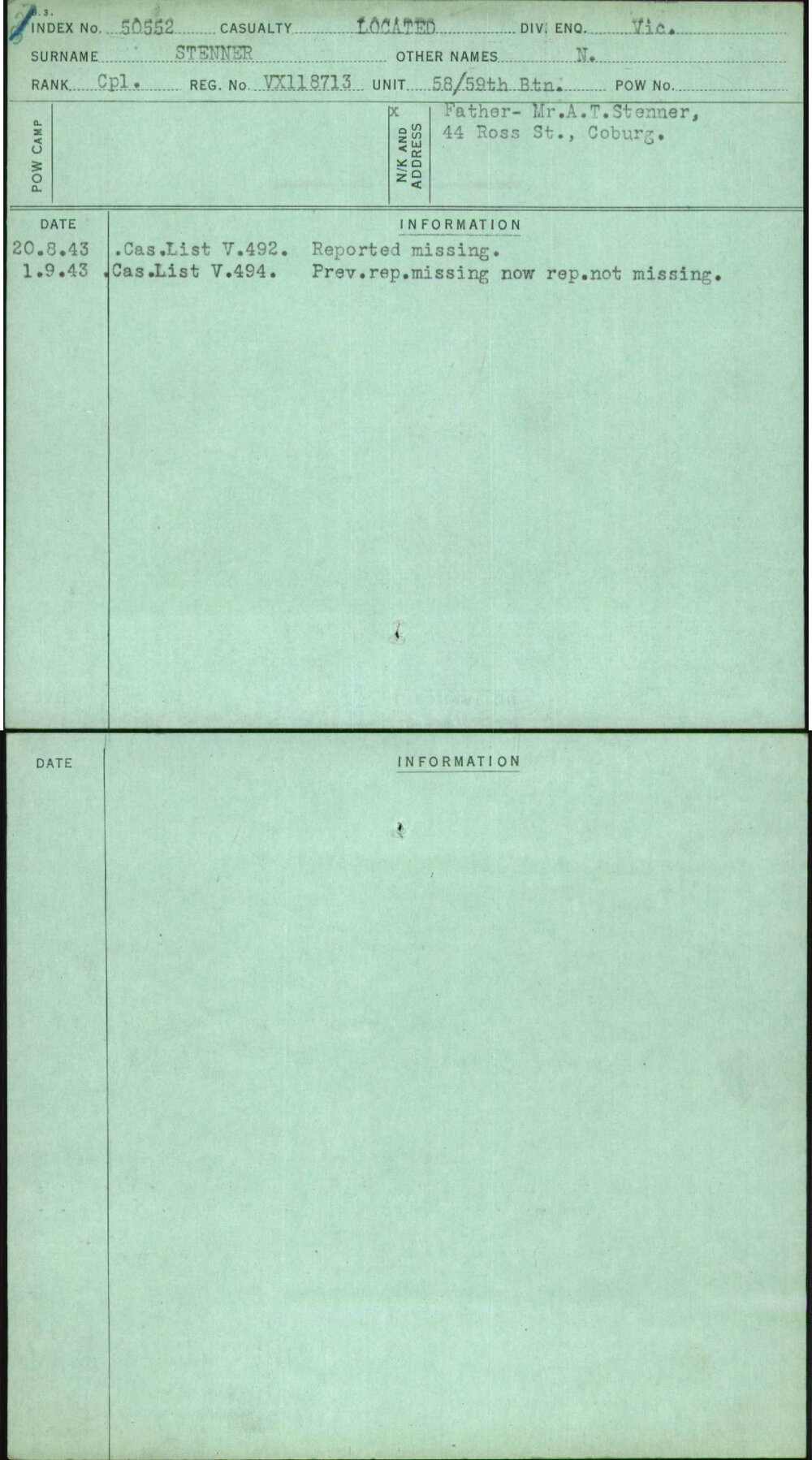 Stenner, N, VX118713