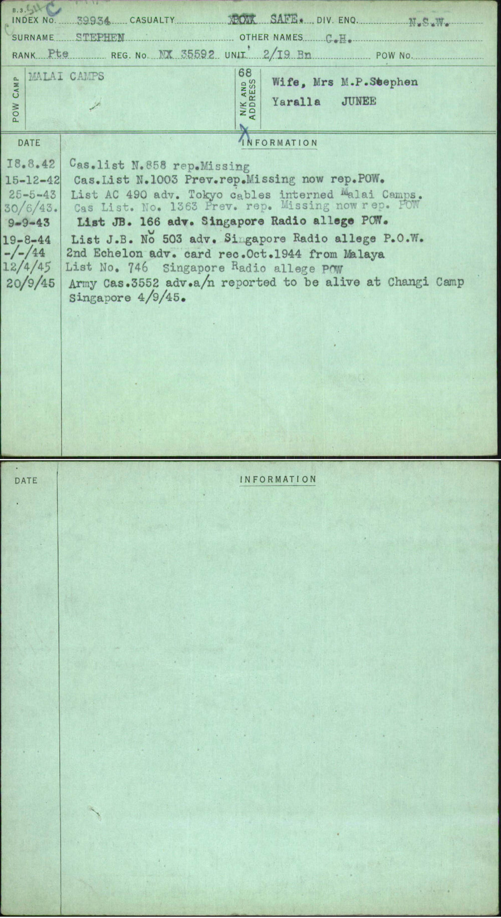 Stephen, C H, NX35592