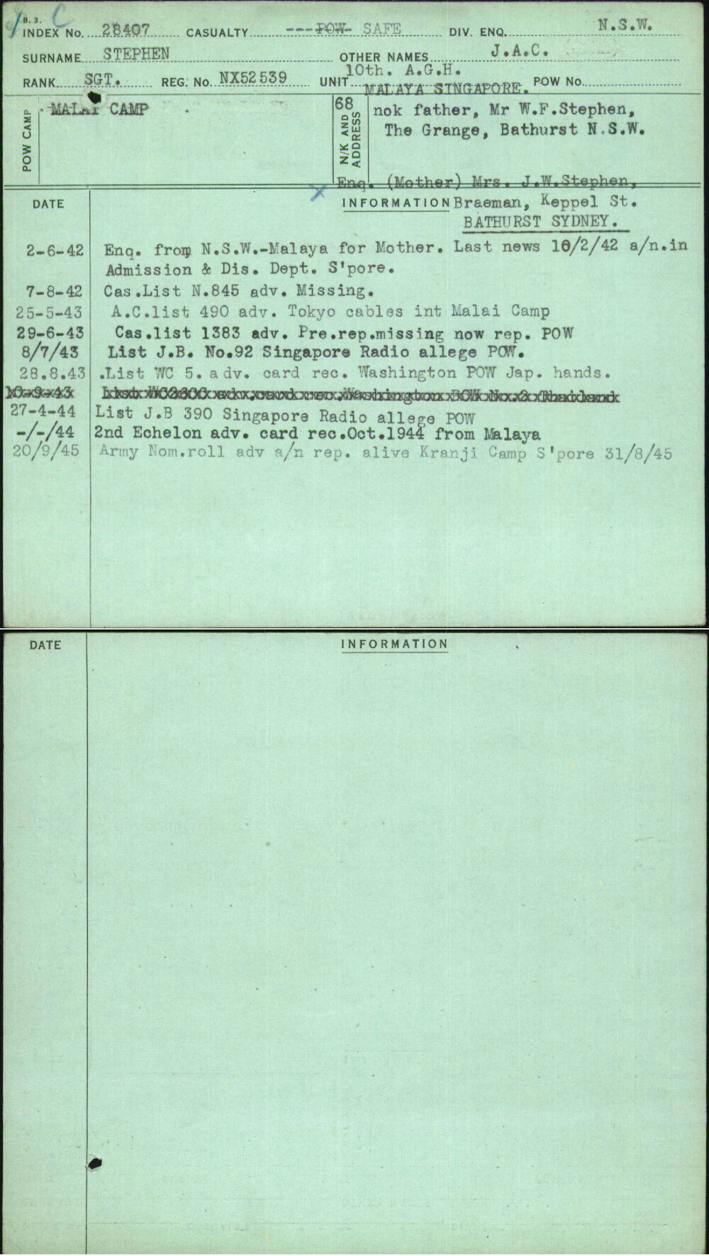 Stephen, J A C, NX52539