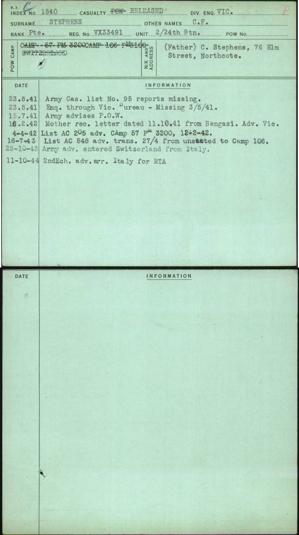 Stephens, C F, VX33491