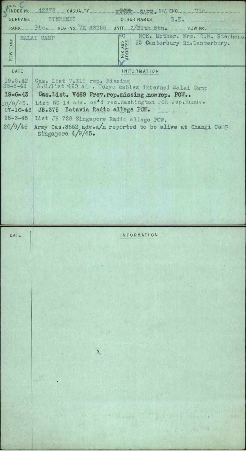 Stephens, R E, VX43255