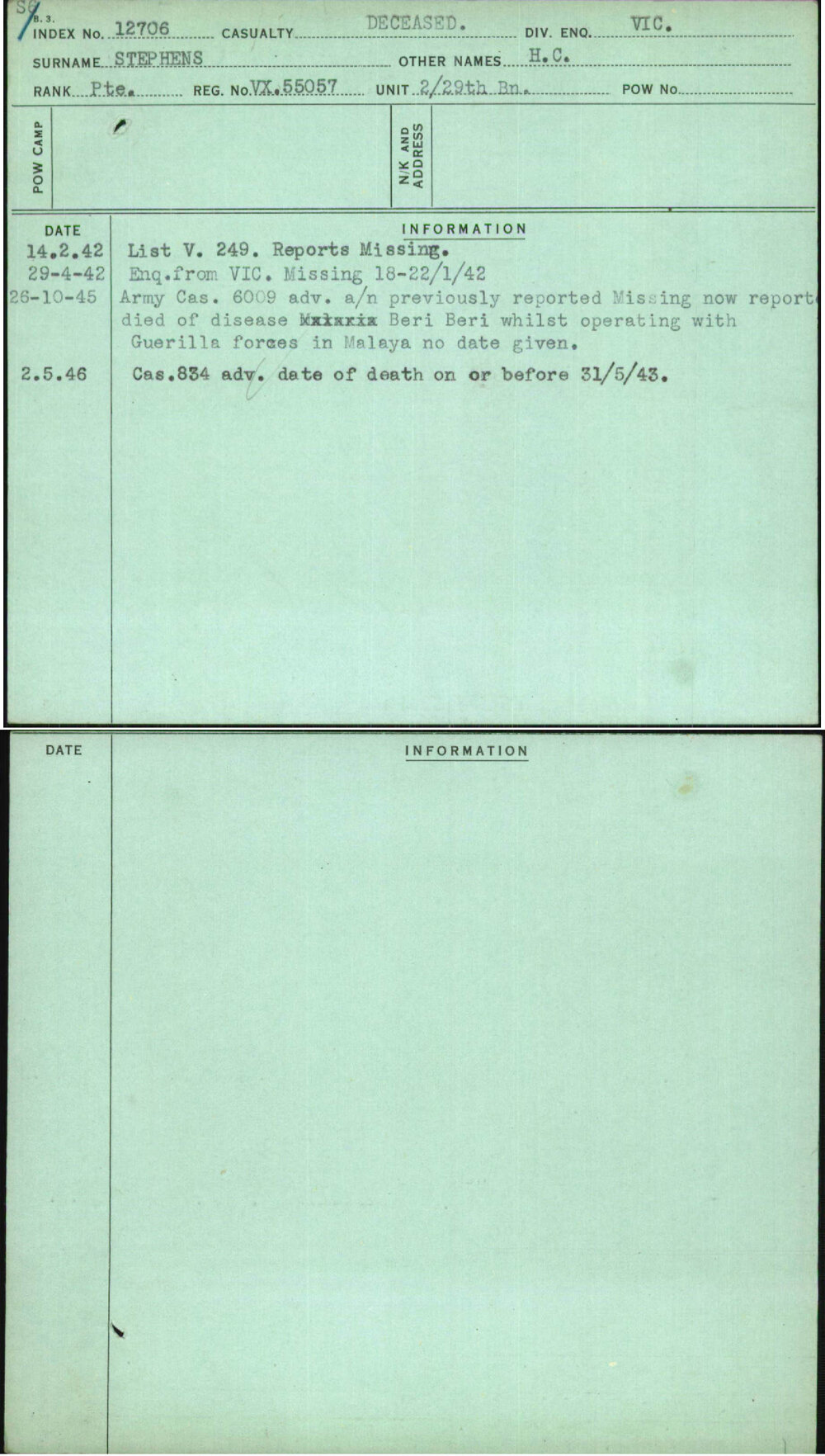 Stephens, H C, VX55057