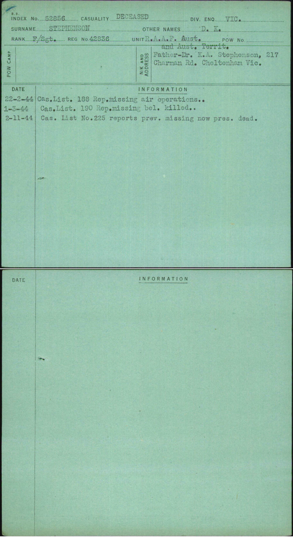 Stephenson, D K, 42836