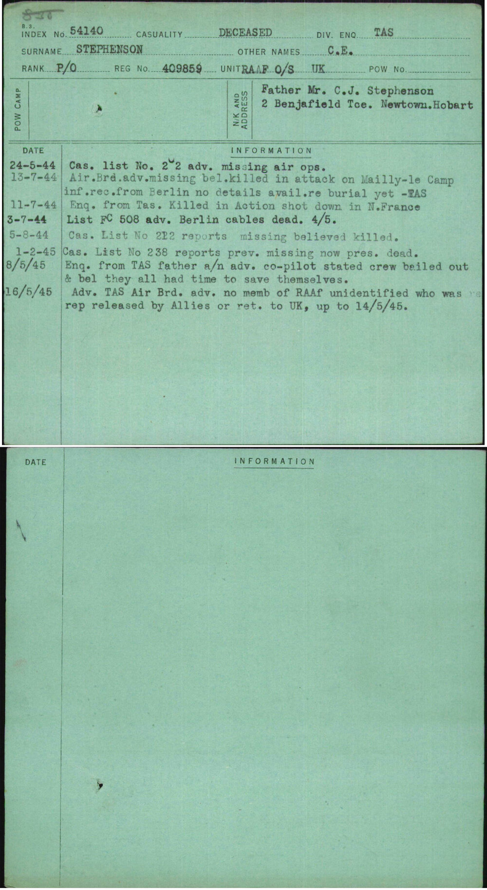 Stephenson, C E, 409859