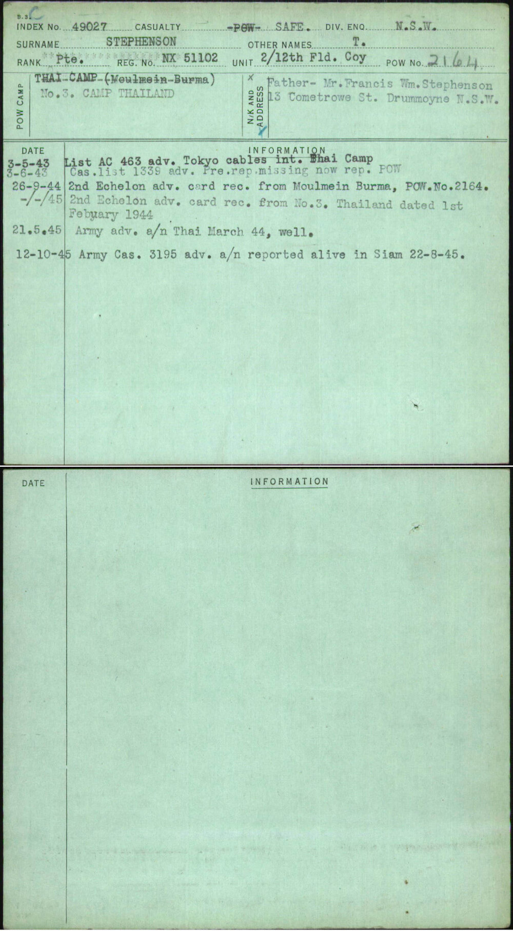 Stephenson, T, NX51102