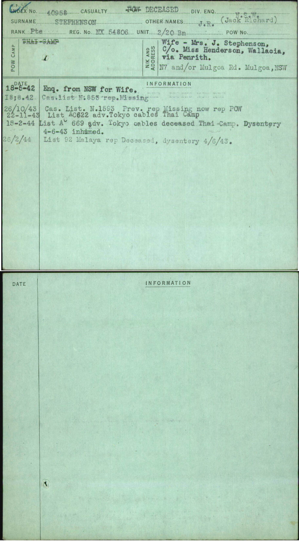Stephenson, J R (Jack Richard), NX54806