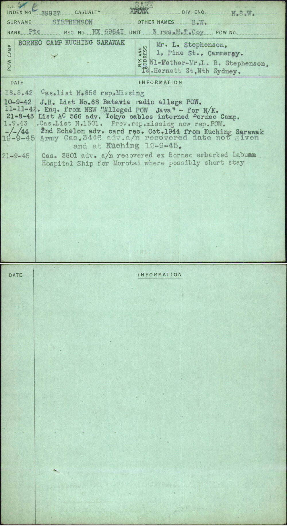 Stephenson, B W, NX69641