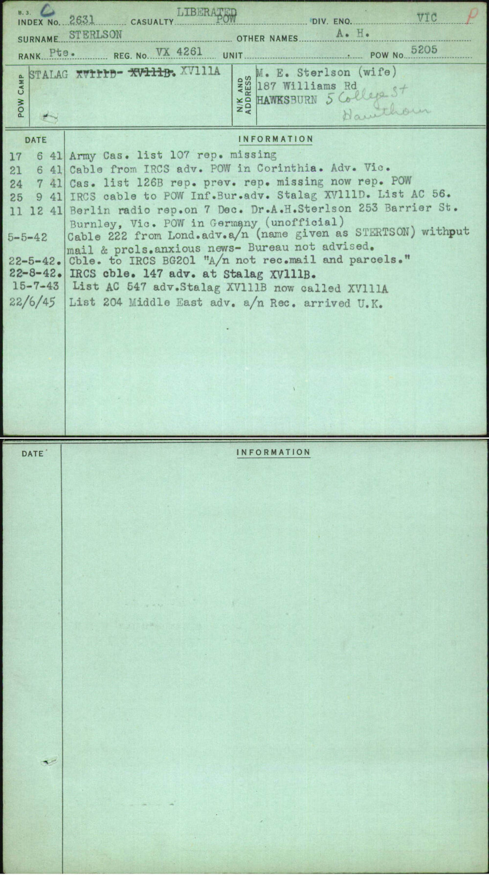 Sterlson, A H, VX4261