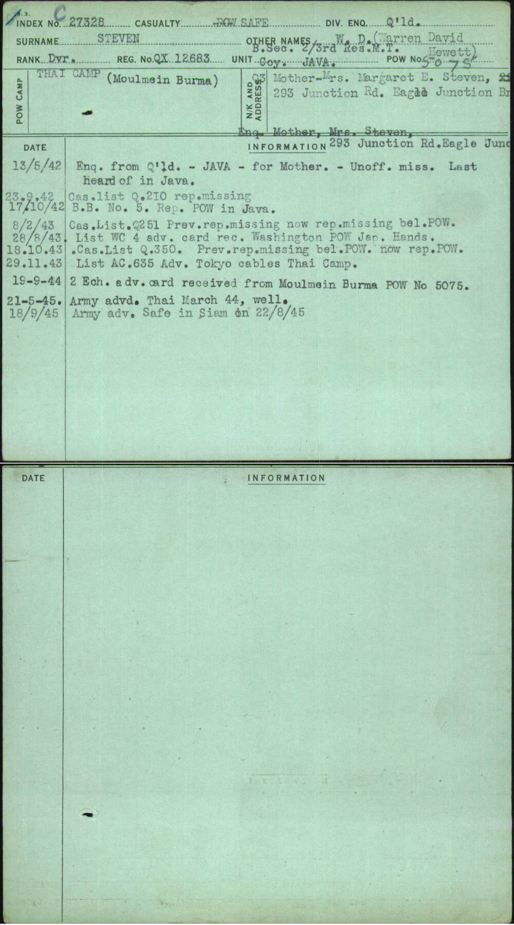 Steven, W D (Warren David Hewett), QX12683