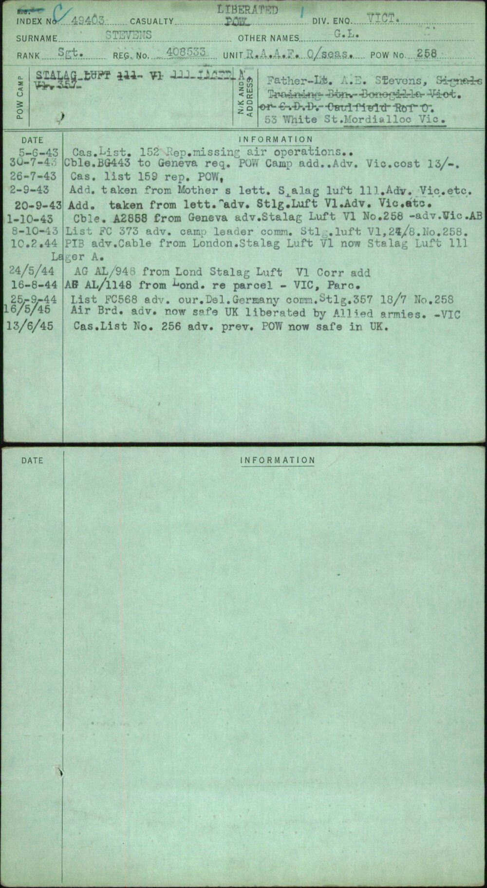 Stevens, G L, 408533