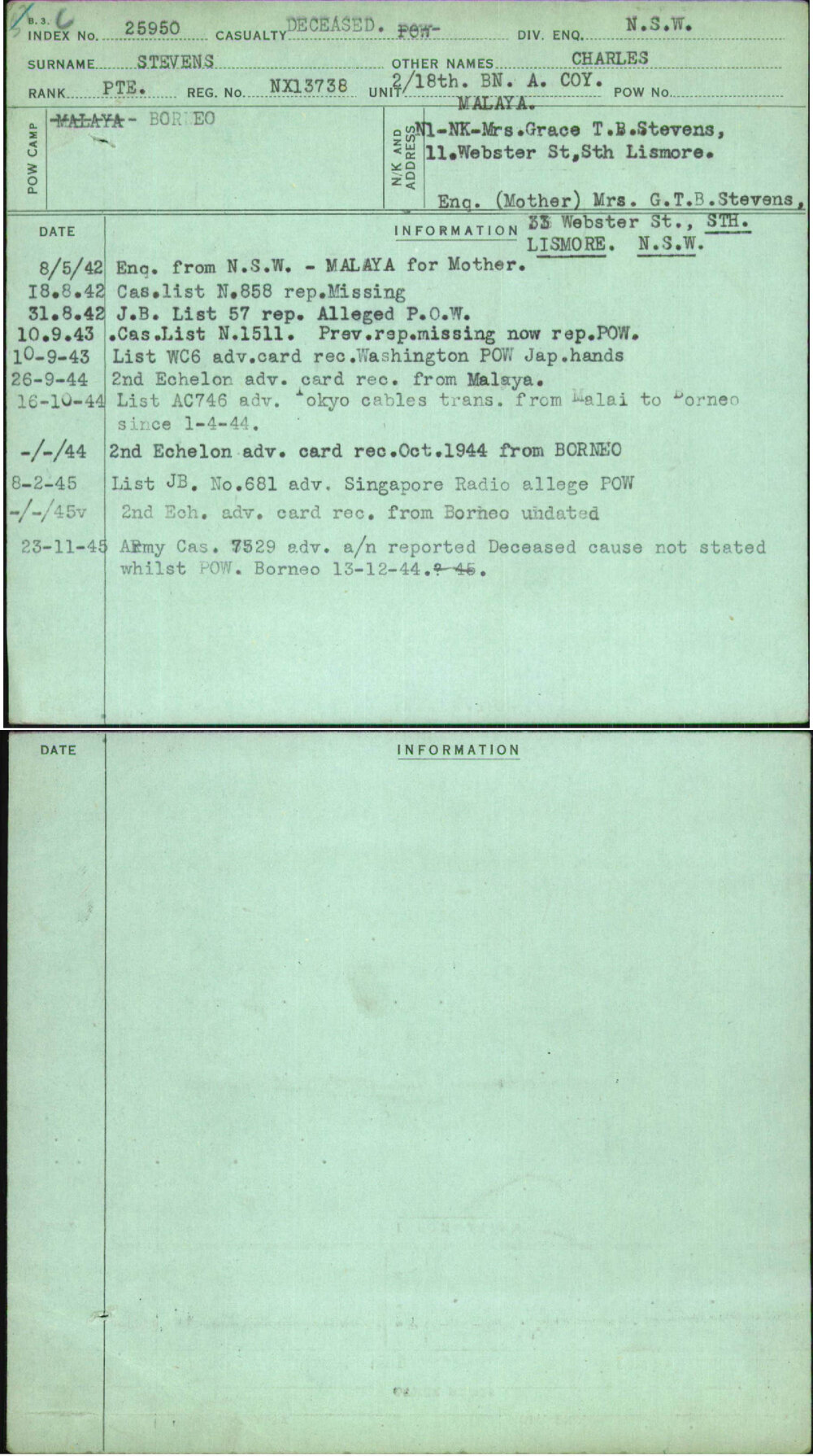 Stevens, Charles, NX13738
