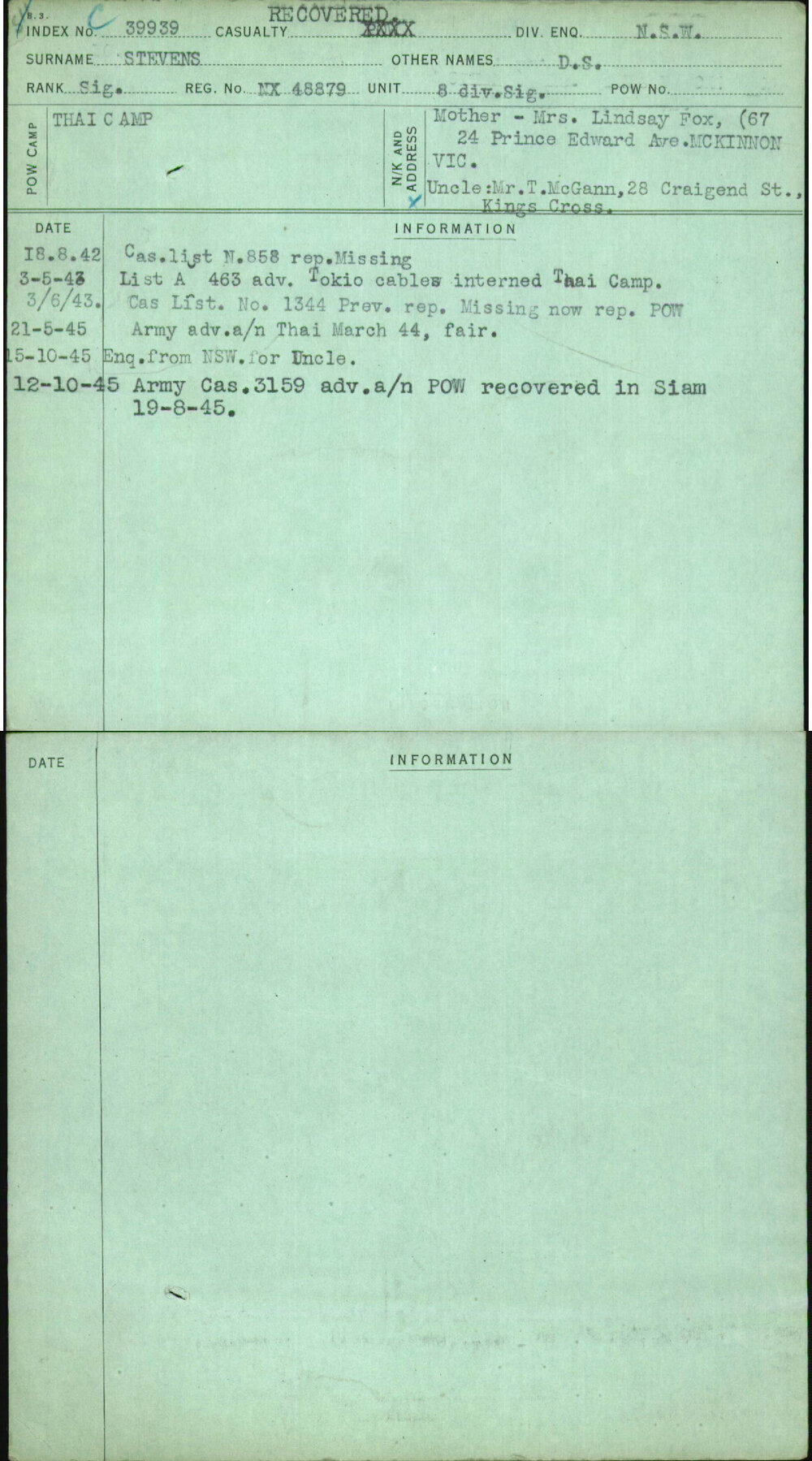 Stevens, D S, NX48879