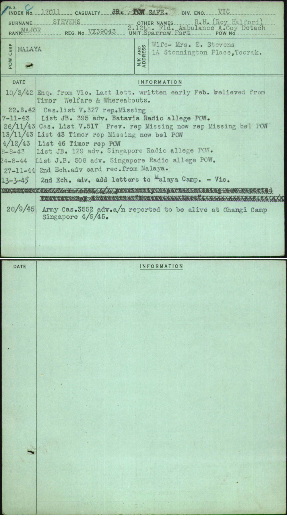 Stevens, R H (Roy Halford), VX39043