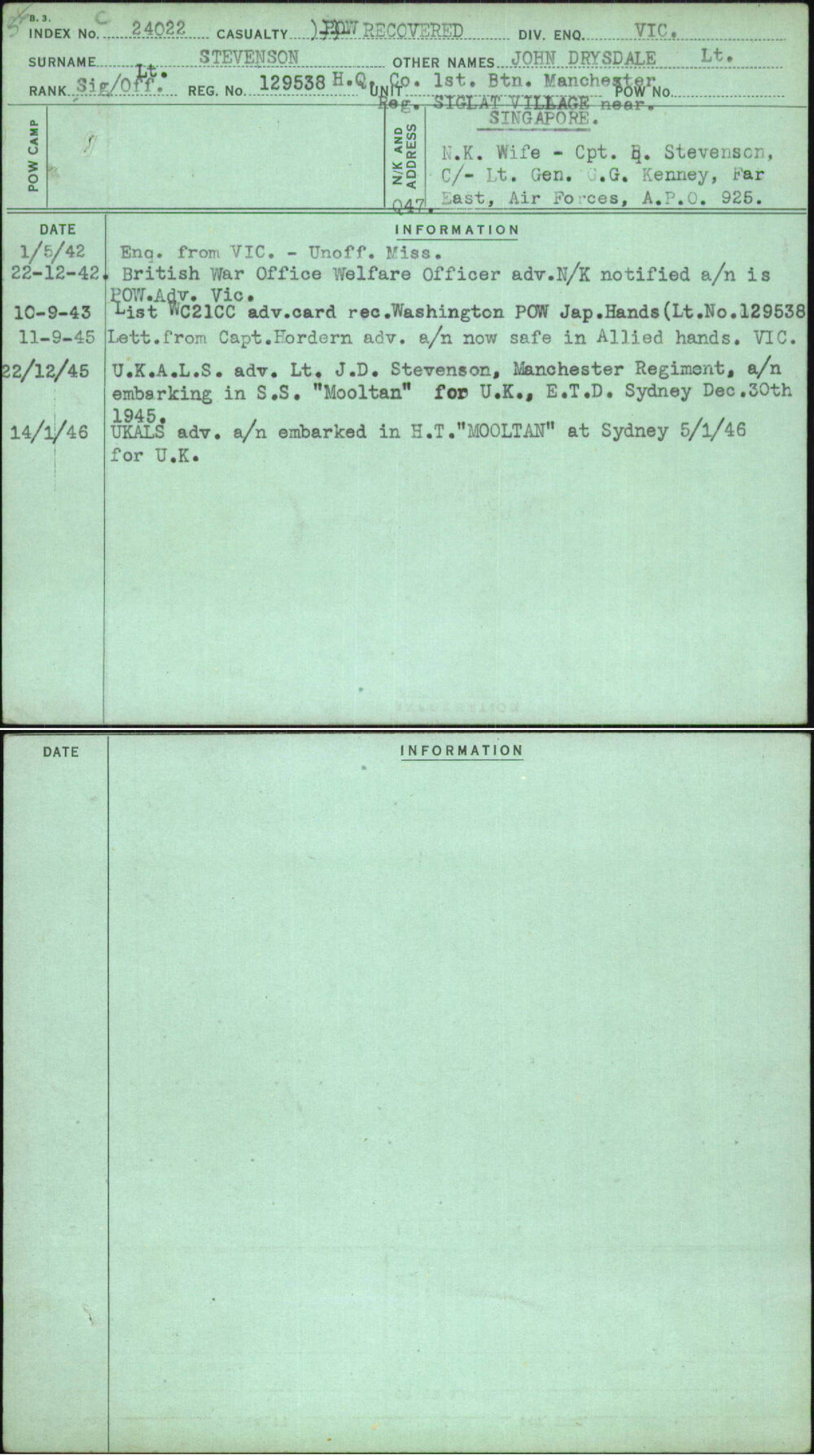 Stevenson, John Drysdale Lt, 129538