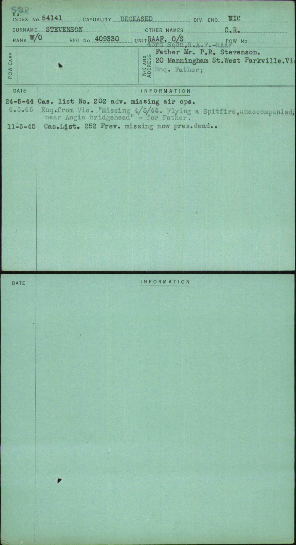 Stevenson, C R, 409330