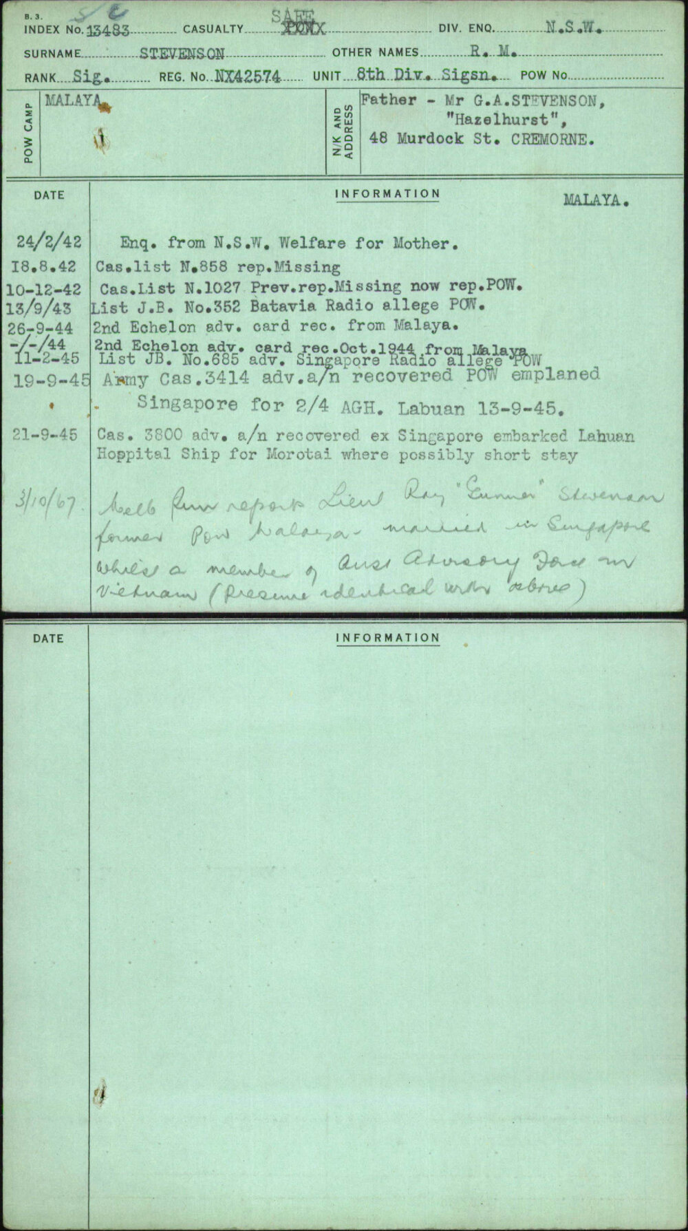 Stevenson, R M, NX42574