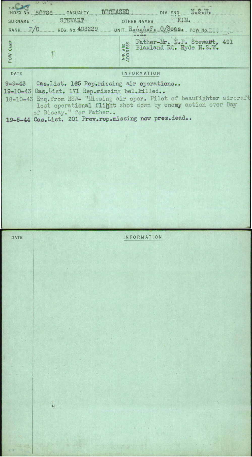 Stewart, K M, 403229