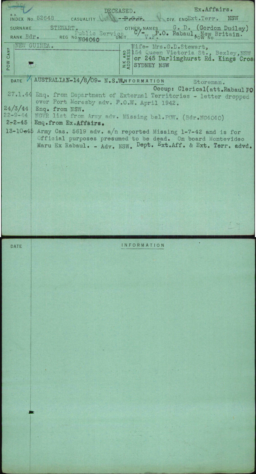 Stewart, G D (Gordon Dudley), Ng4040