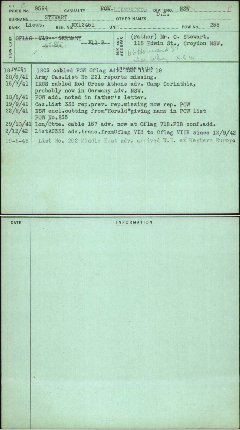 Stewart, D E, NX12451