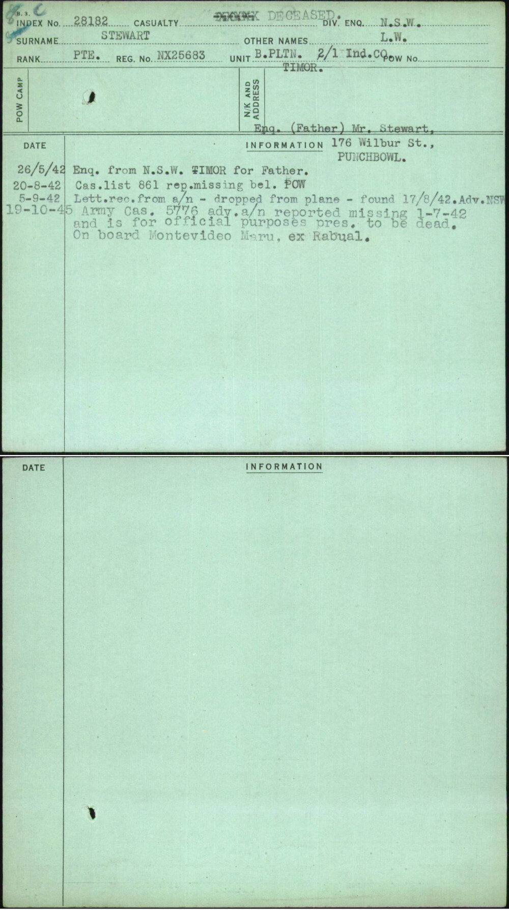 Stewart, L W, NX25683