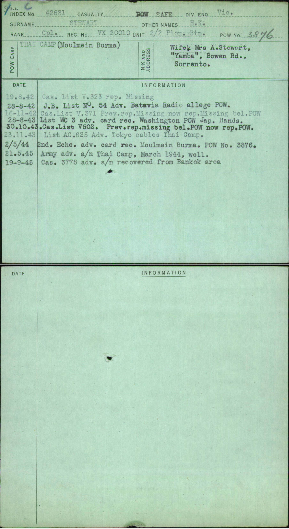 Stewart, H K, VX20010