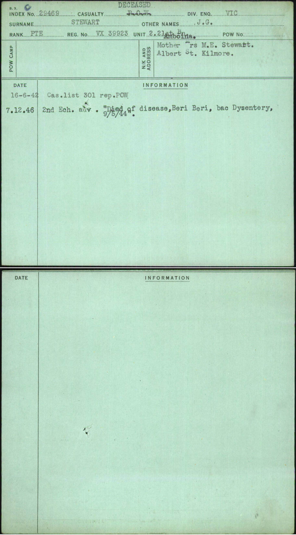Stewart, J G, VX39923