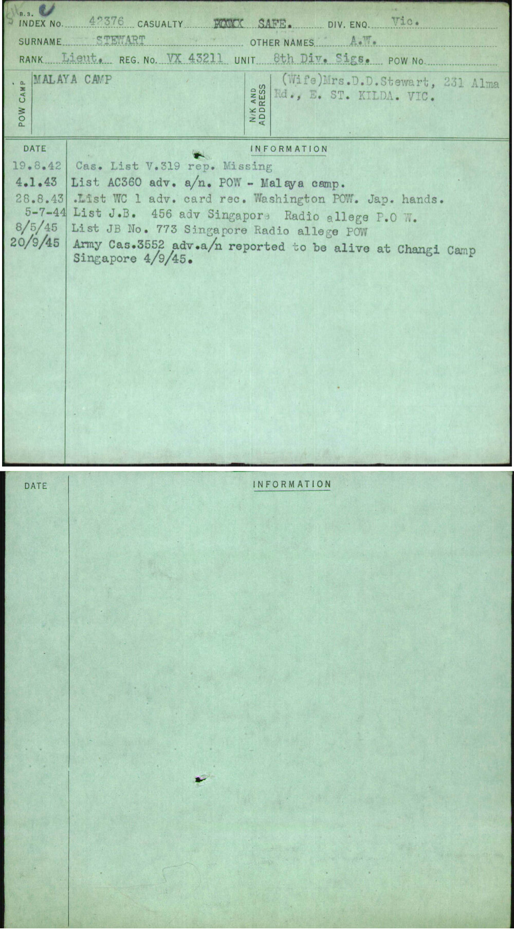 Stewart, A W, VX43211