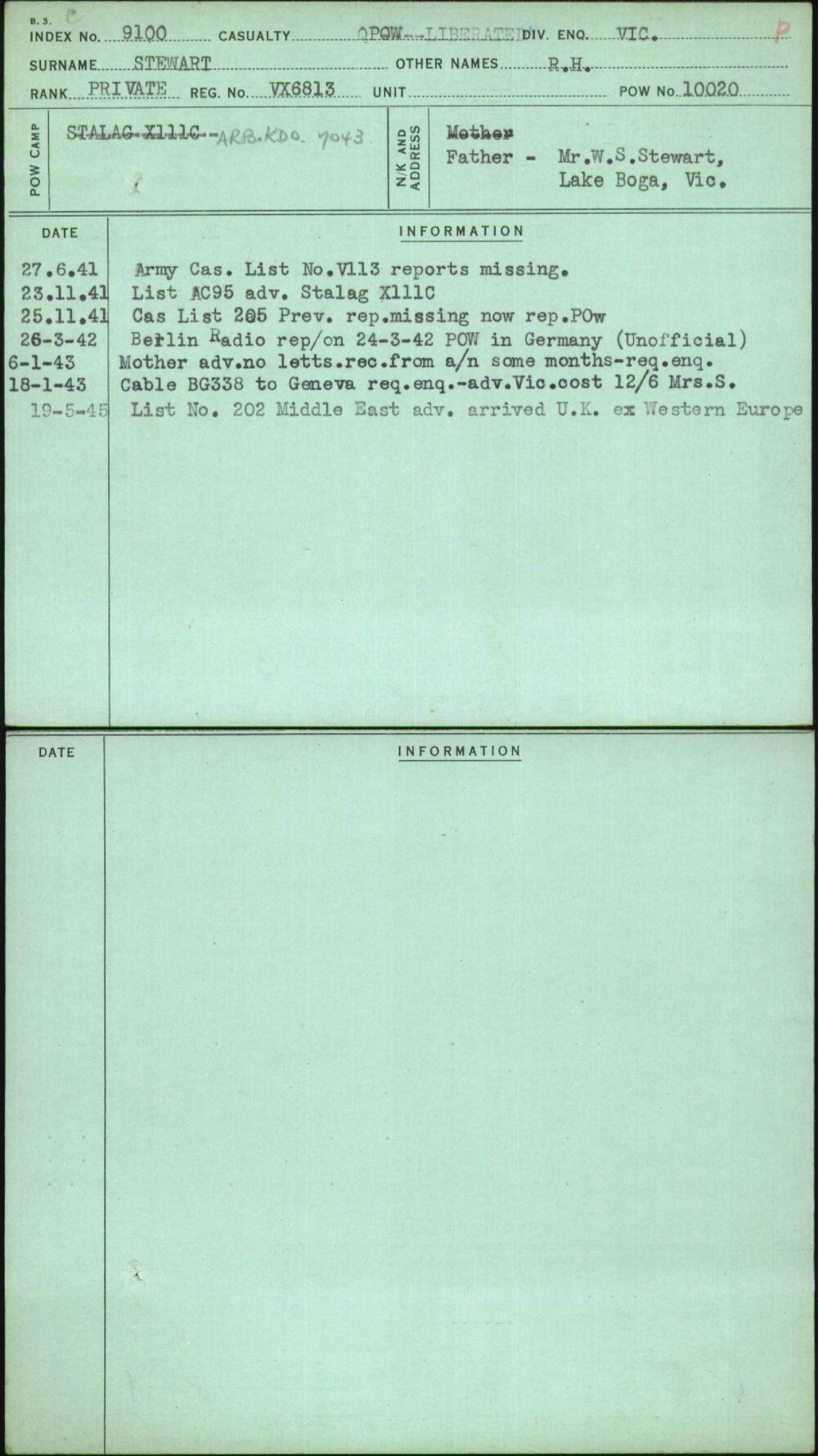 Stewart, R H, VX6813